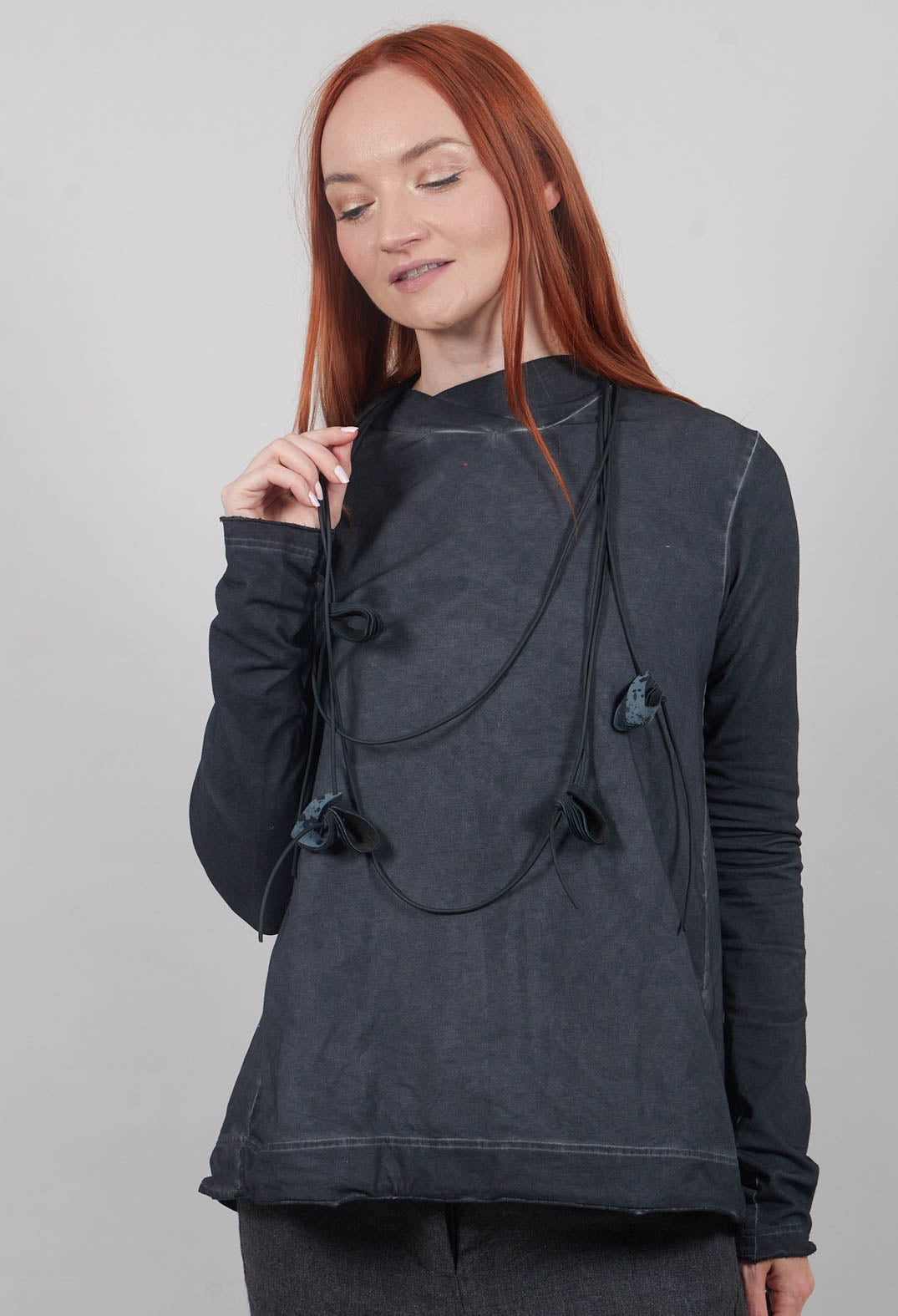 Relaxed Cross Neck Top in Slate Cloud