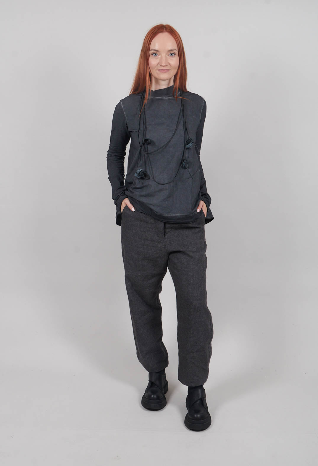 Relaxed Cross Neck Top in Slate Cloud