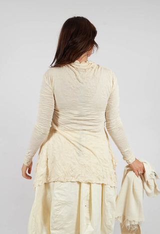 Roll Neck Crinkle Top in Bone