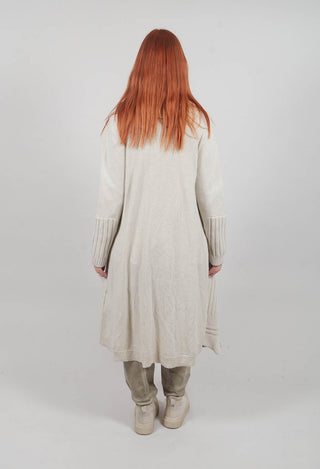 Long Ribbed Cardigan in Bone Mel