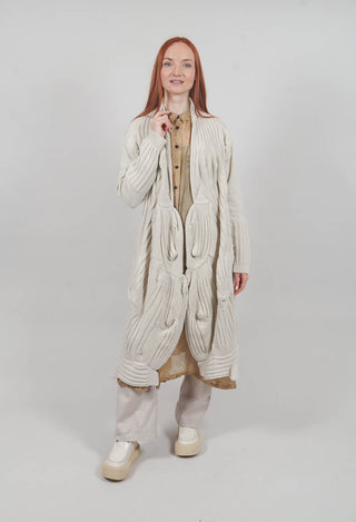 Long Ribbed Cardigan in Bone Mel