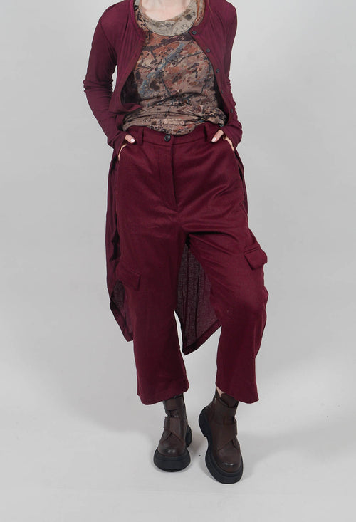 Check Print Trousers in Merlot