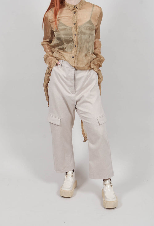 Check Print Trousers in Bone