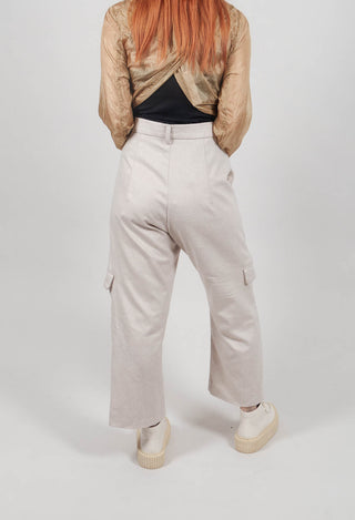 Check Print Trousers in Bone