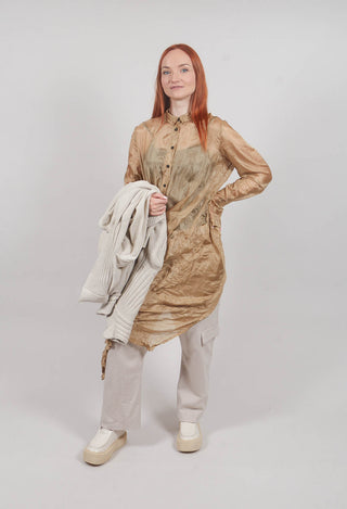 Sheer Shirt Dress in Camel Cloud