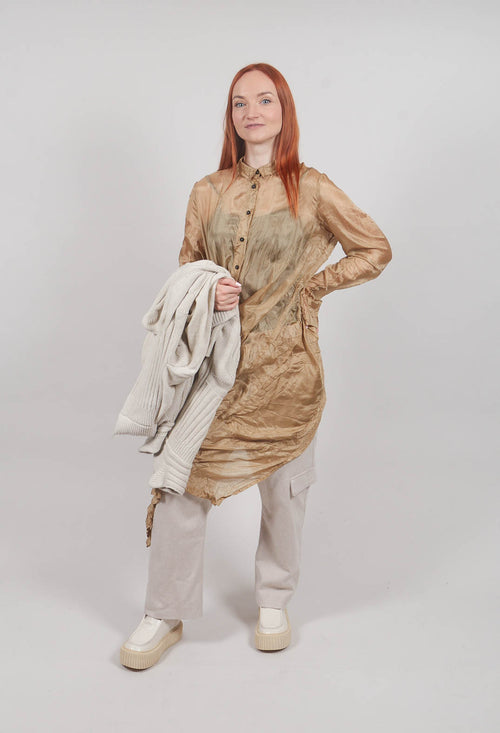 Sheer Shirt Dress in Camel Cloud