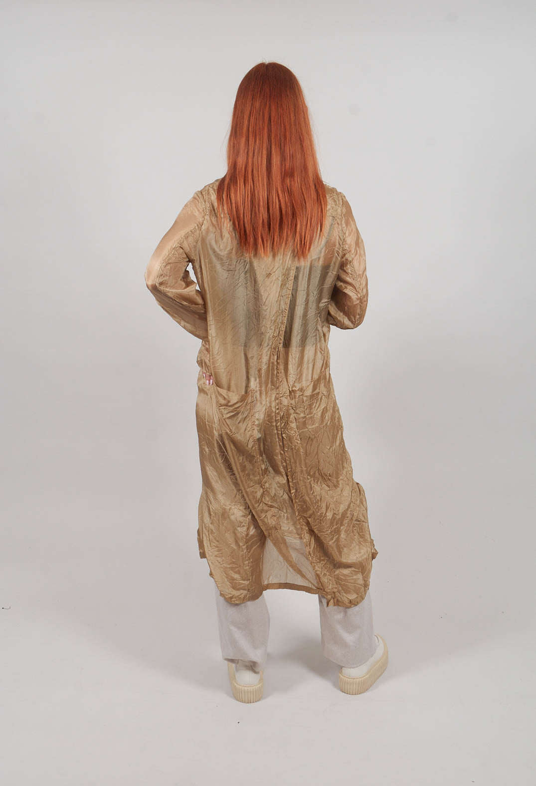 Sheer Shirt Dress in Camel Cloud