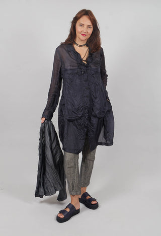 Button Plisse Shirt in Slate Cloud