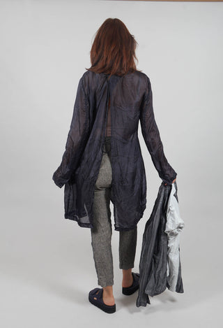 Button Plisse Shirt in Slate Cloud