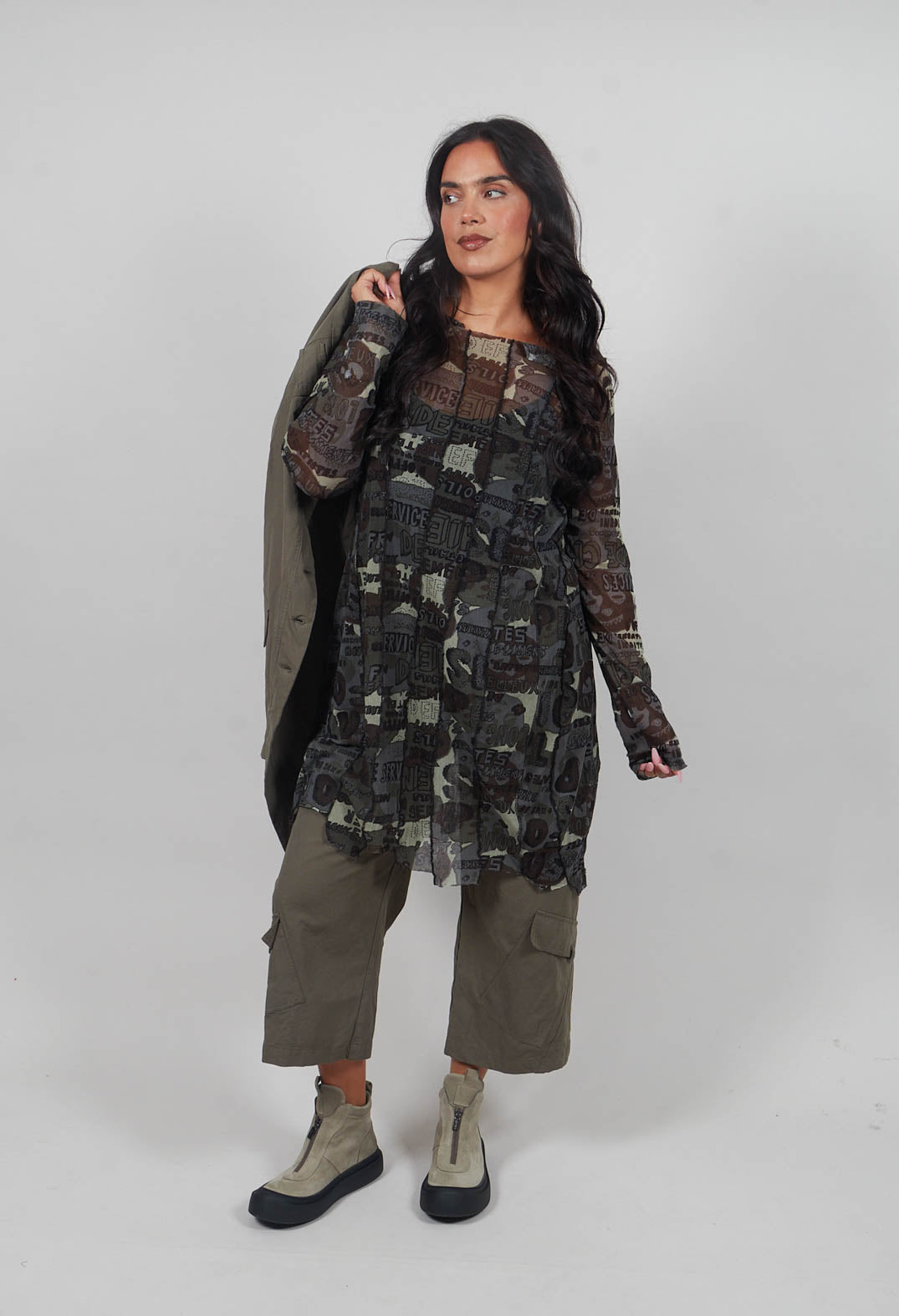 Longline Netted Tunic in Multicolour