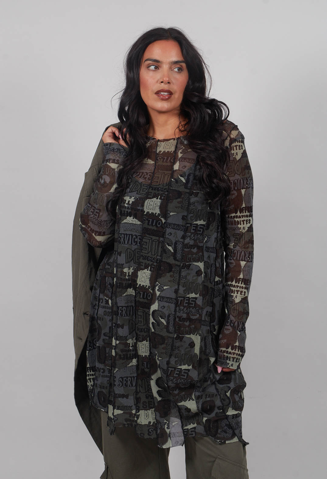Longline Netted Tunic in Multicolour