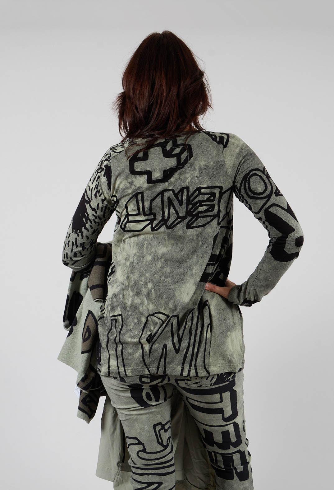 Round Neck Top with Lettering Design in Defender Print