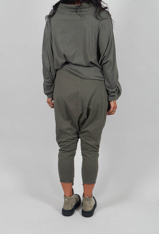Drop Crotch Trousers with Exposed Seams in Camp