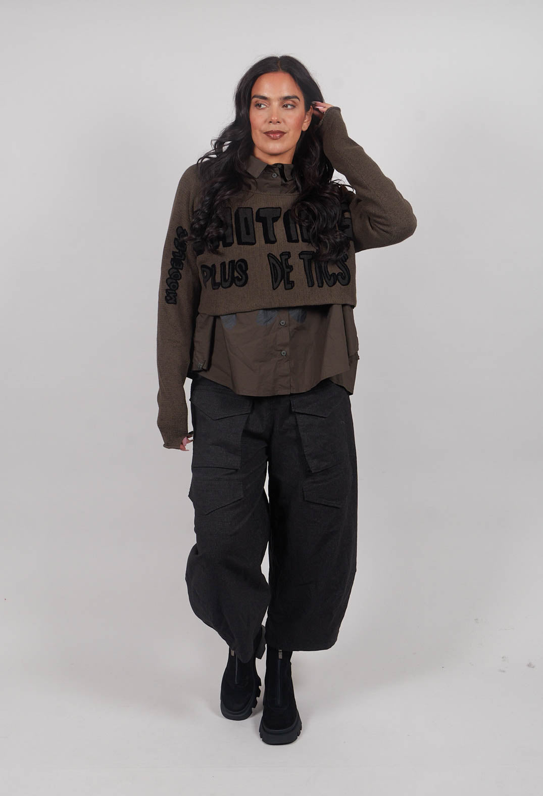 Relaxed Fit Cropped Jumper in Jungle Print