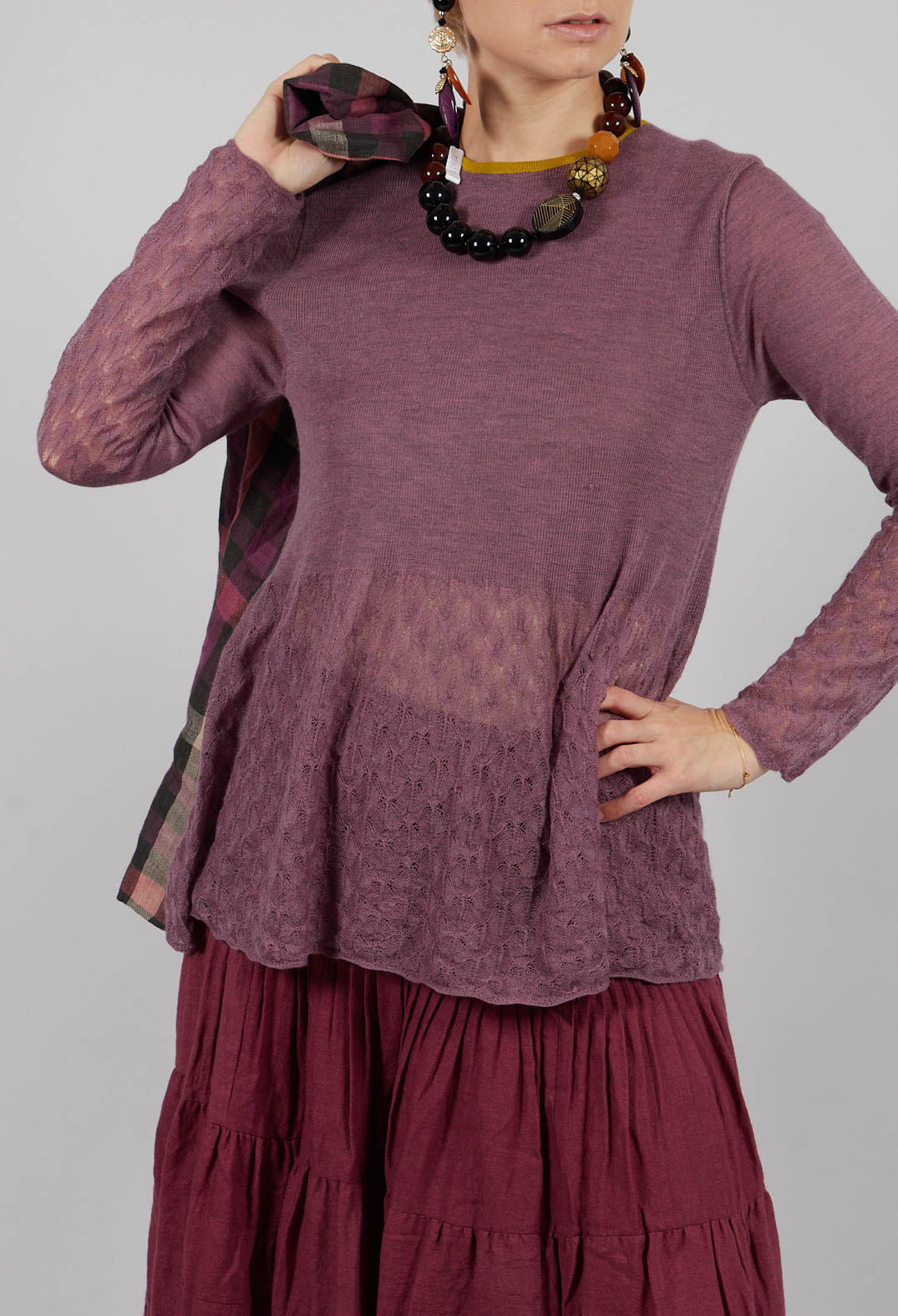 Frill Top Key Jumper in Heather