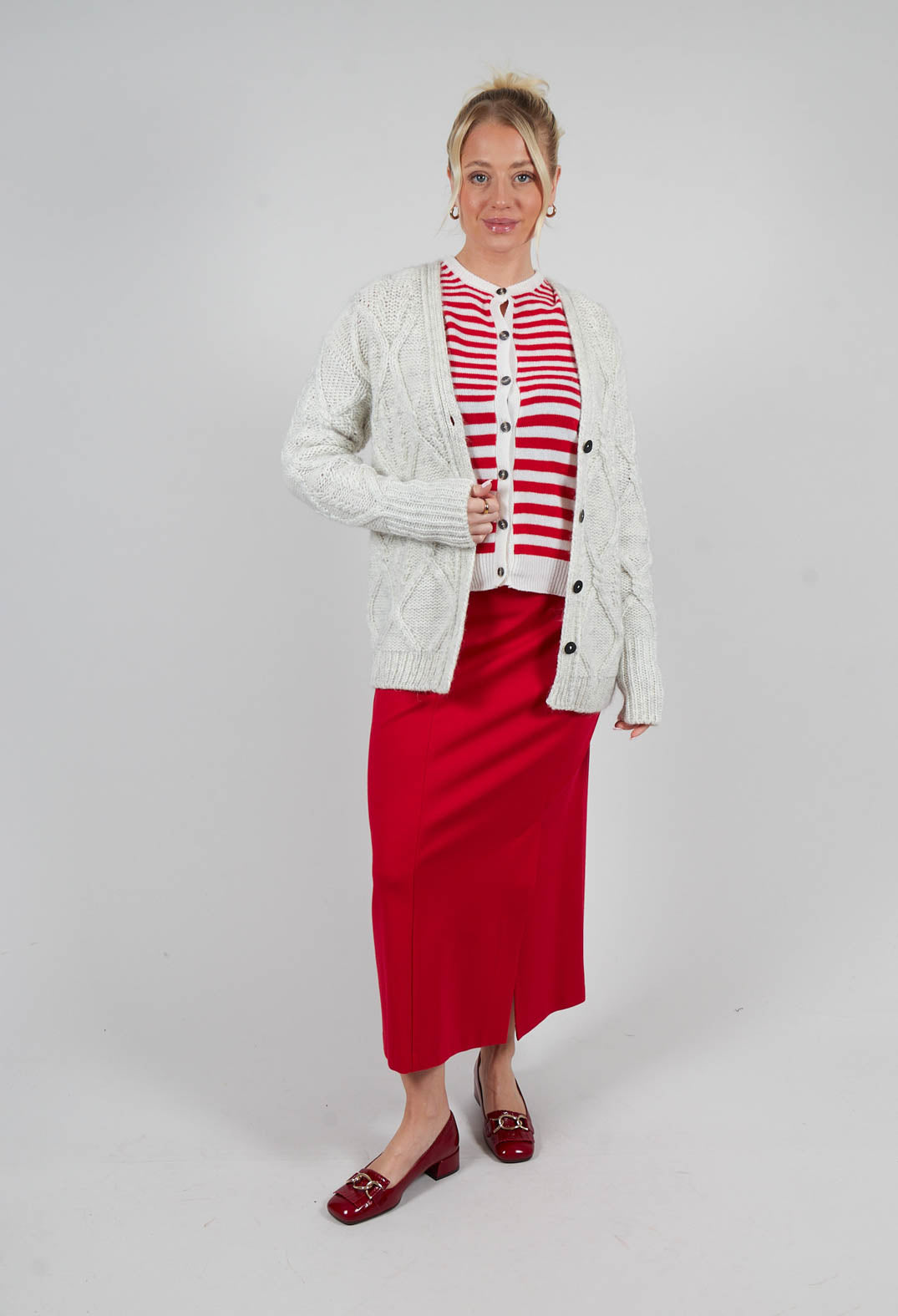 Pencil Skirt with Split in Urban Red
