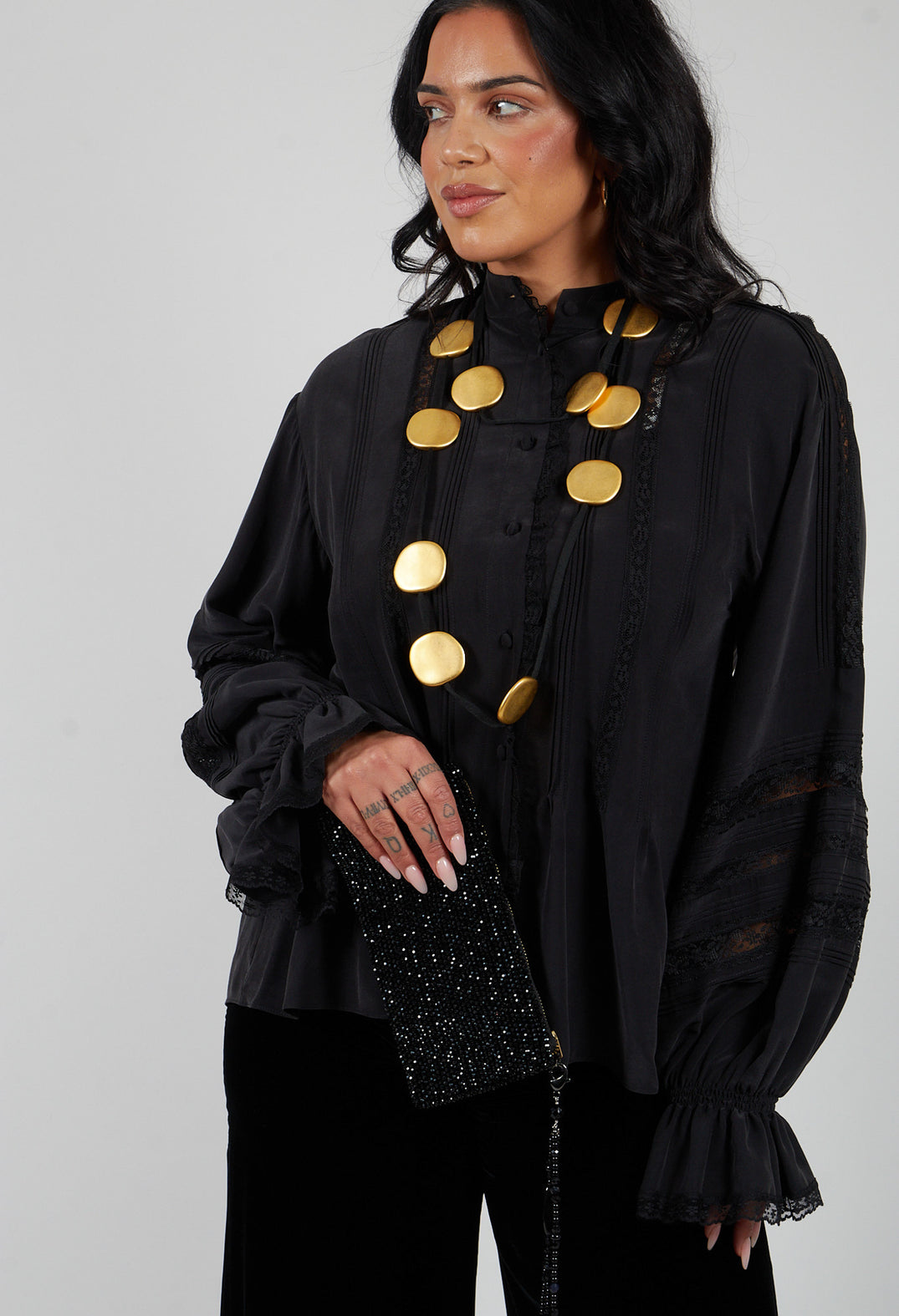 Long Circle Necklace in Gold