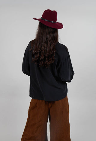 Washed Silk Blend Shirt with Lace in Dark Grey