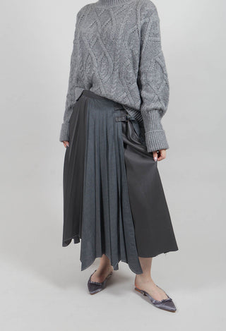Wrap Pleated Skirt in Dark Grey