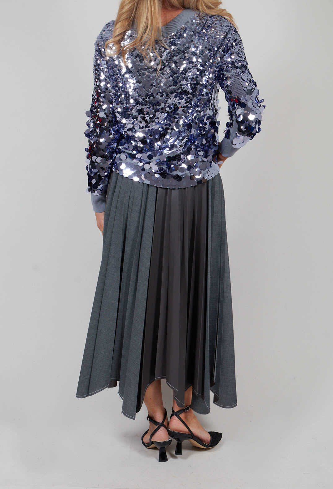 Sfizio Wrap Pleated Skirt in Dark Grey | Olivia May