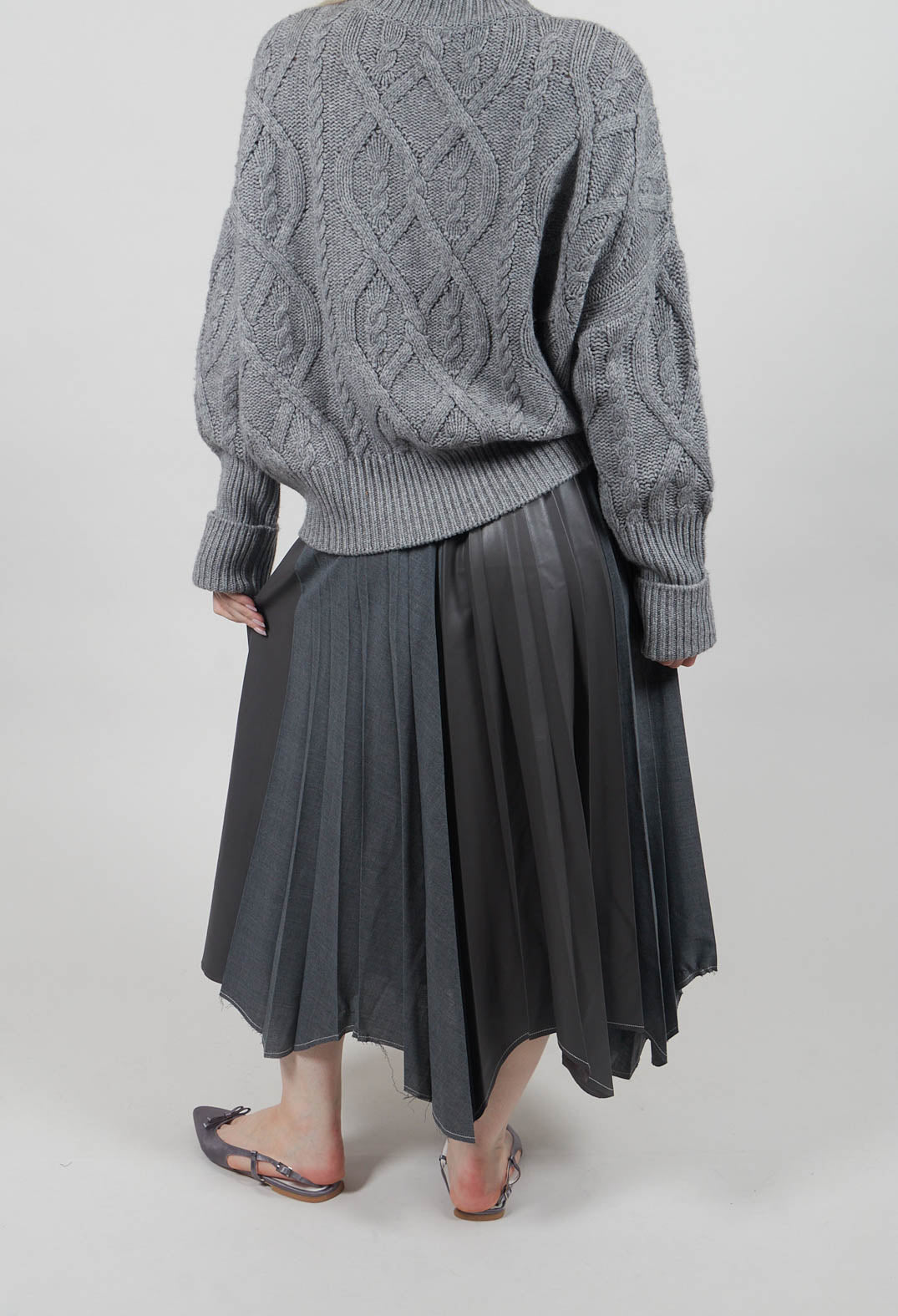 Wrap Pleated Skirt in Dark Grey