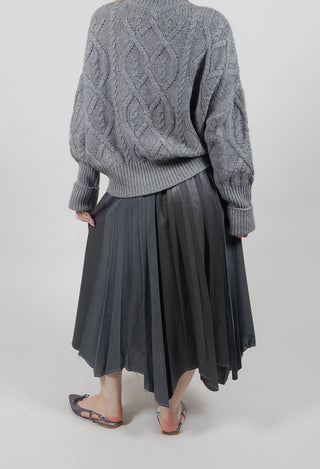 Wrap Pleated Skirt in Dark Grey