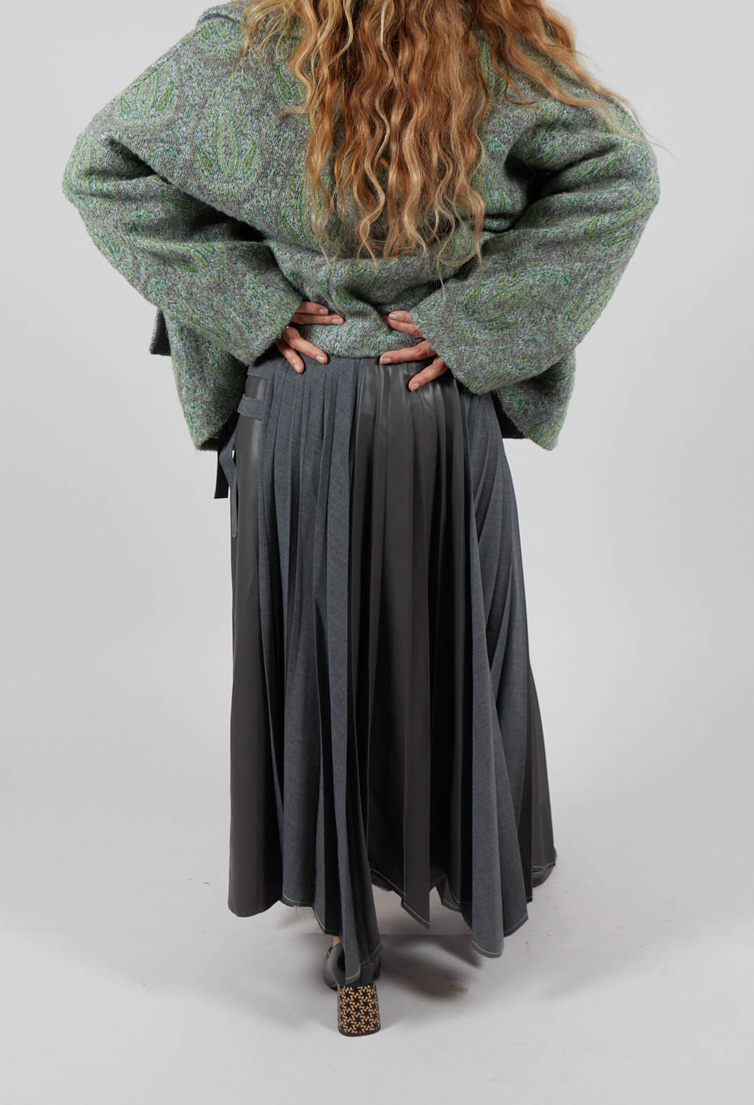 Wrap Pleated Skirt in Dark Grey