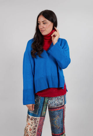 Garment Dyed Wool Sweater in Bright Cobalt