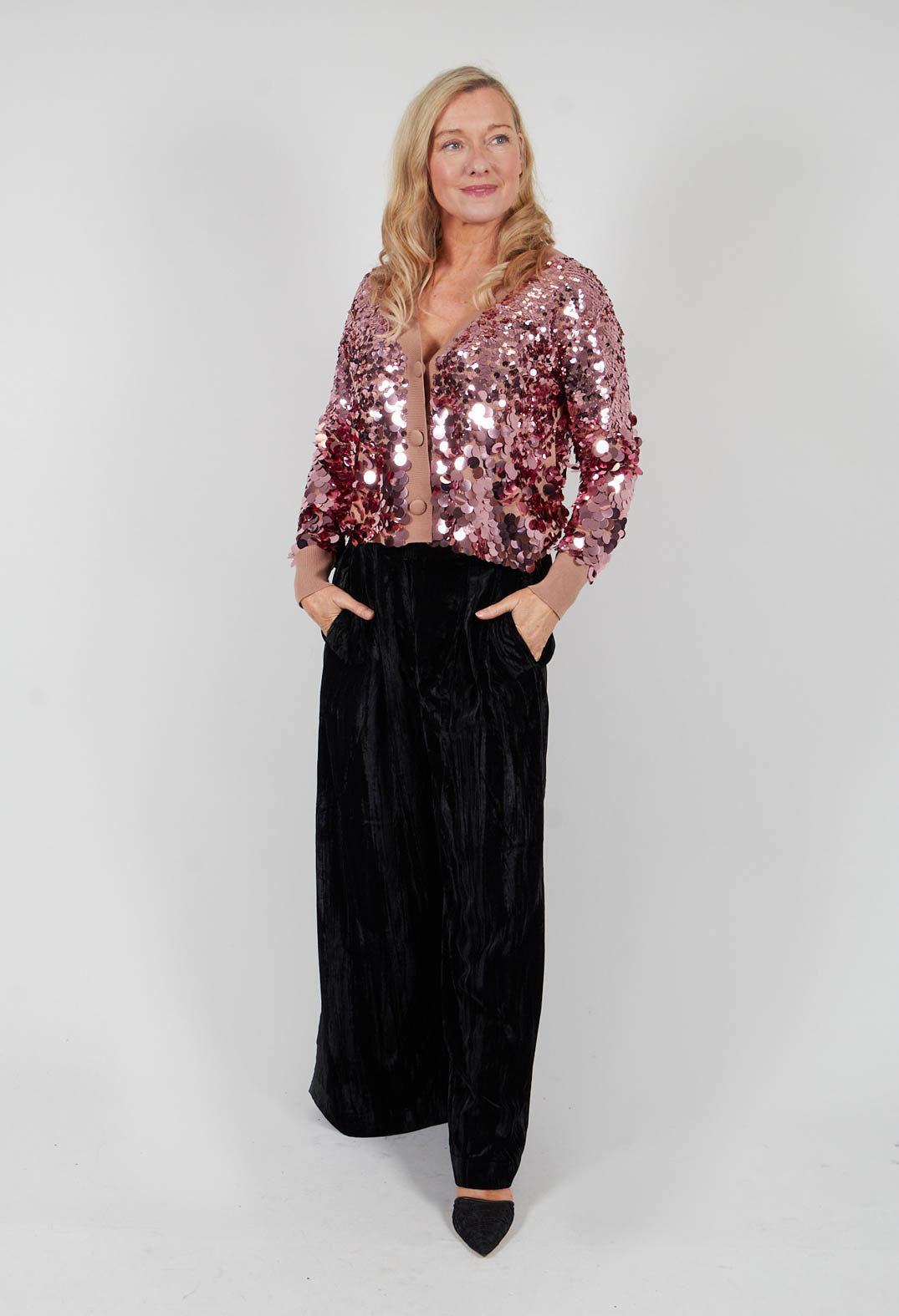 Sequin Cardigan in Woodrose