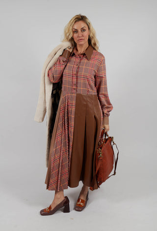 Chemisier Dress with Patchwork in Caramel