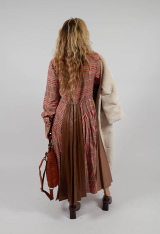 Chemisier Dress with Patchwork in Caramel