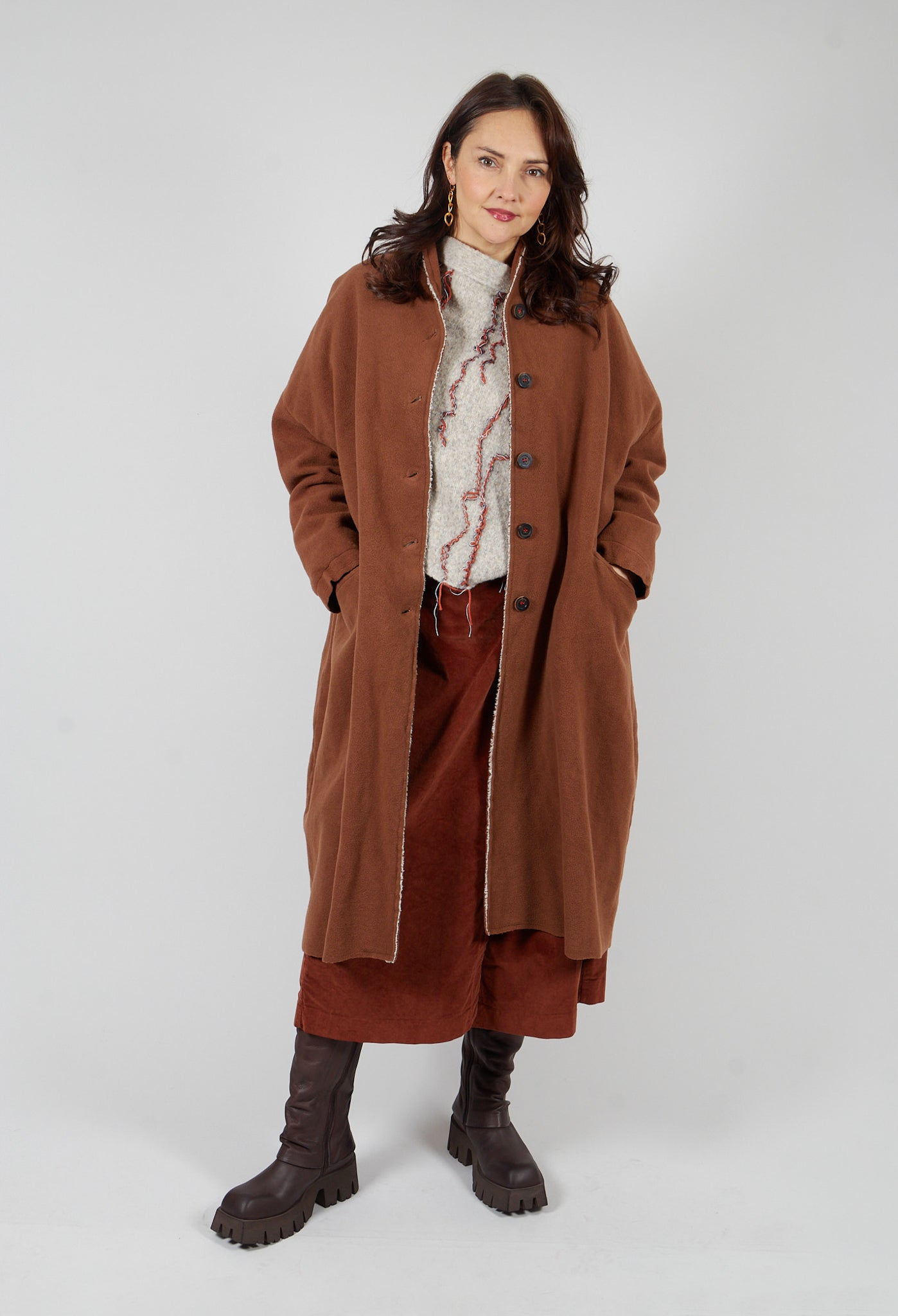 Album Di Famiglia Velvet Wrap Skirt in Rust | Olivia May