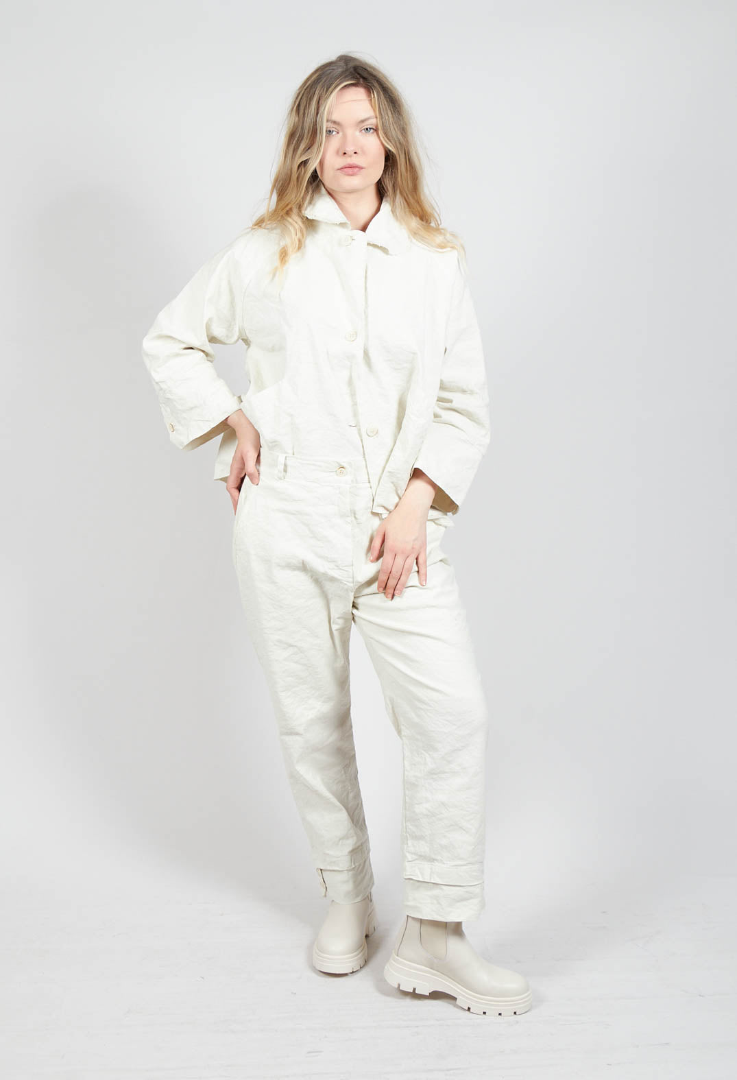 Straight Leg Trousers in Chalk