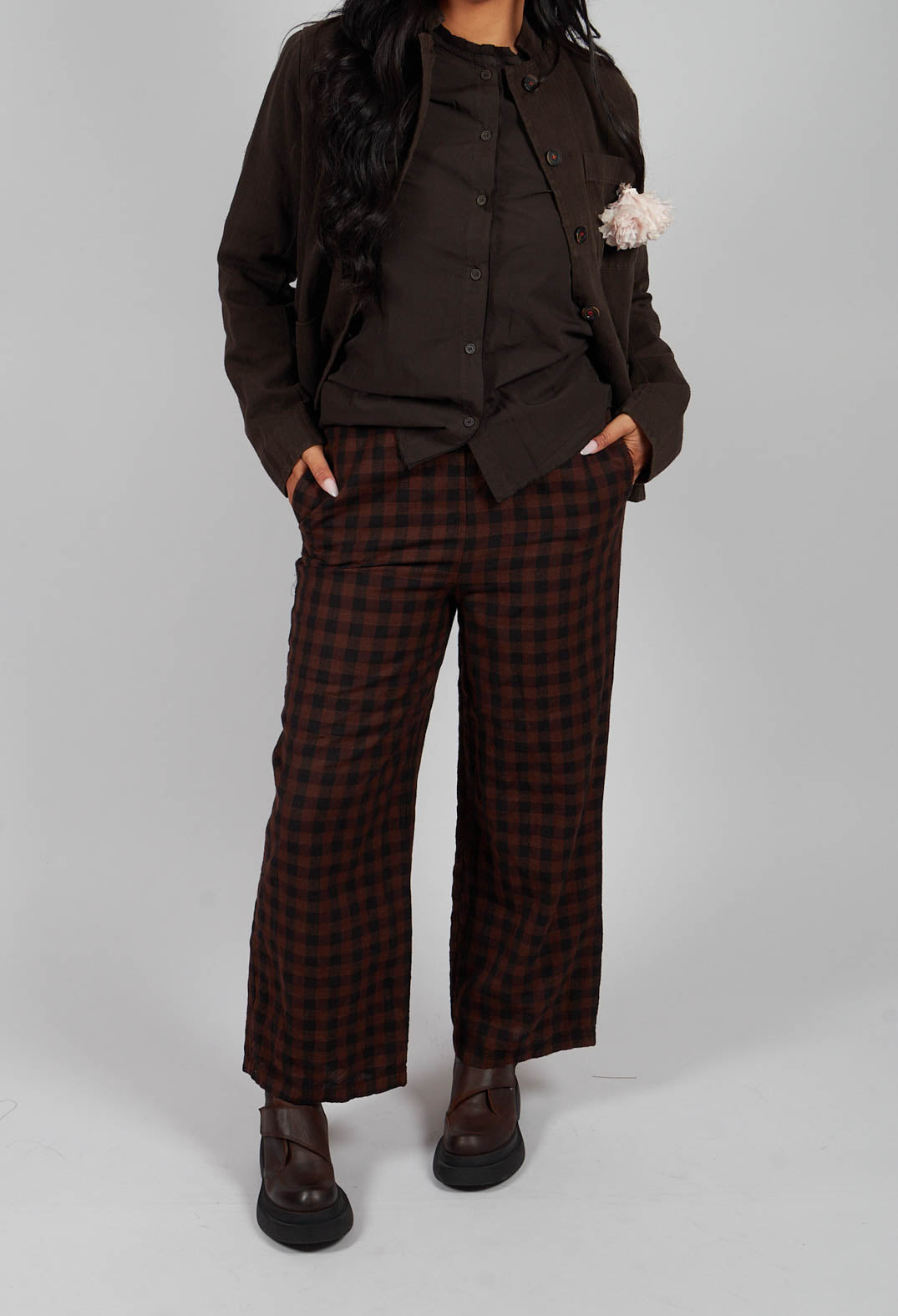 Pull On Trouser in Ebano Check