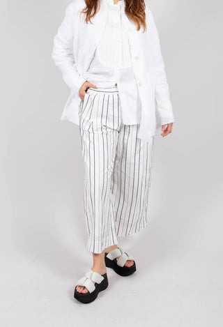 Relaxed Wide Leg Trousers in Abisso Stripe