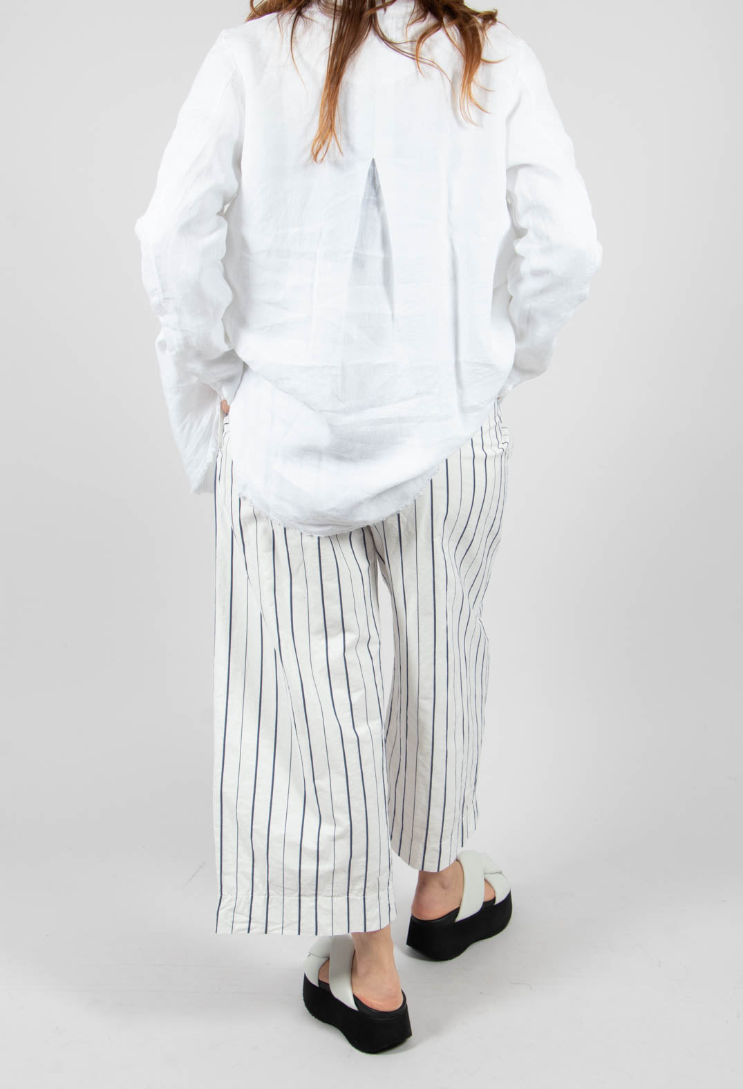 Relaxed Wide Leg Trousers in Abisso Stripe