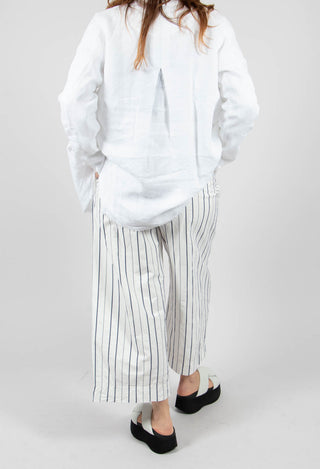 Relaxed Wide Leg Trousers in Abisso Stripe