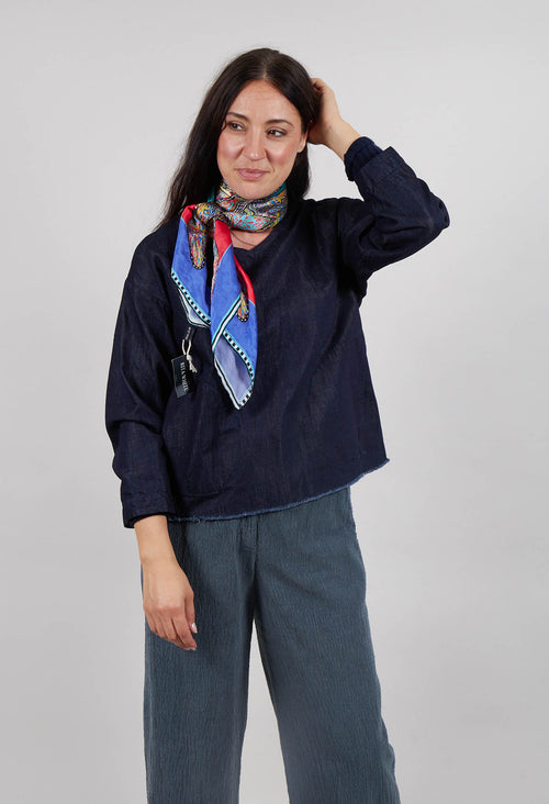 V-Neck Top in Denim