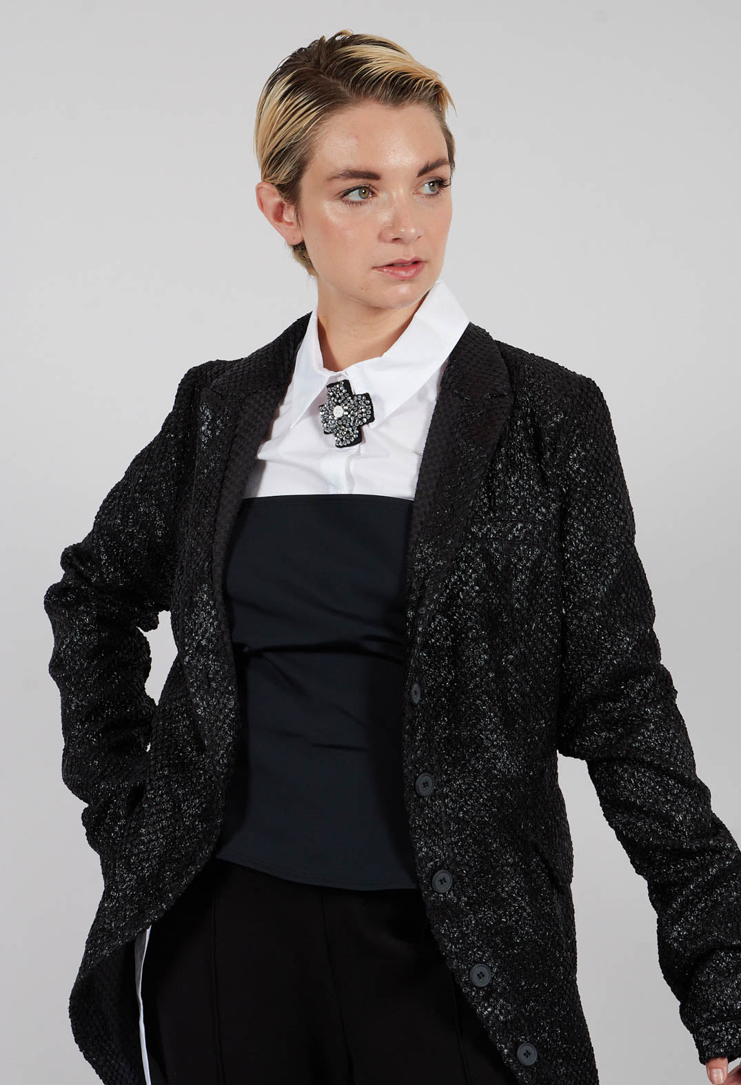 Fluid Penguin Coat in Black