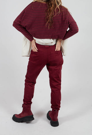 Straight Leg Stretch Denim Trousers in Merlot
