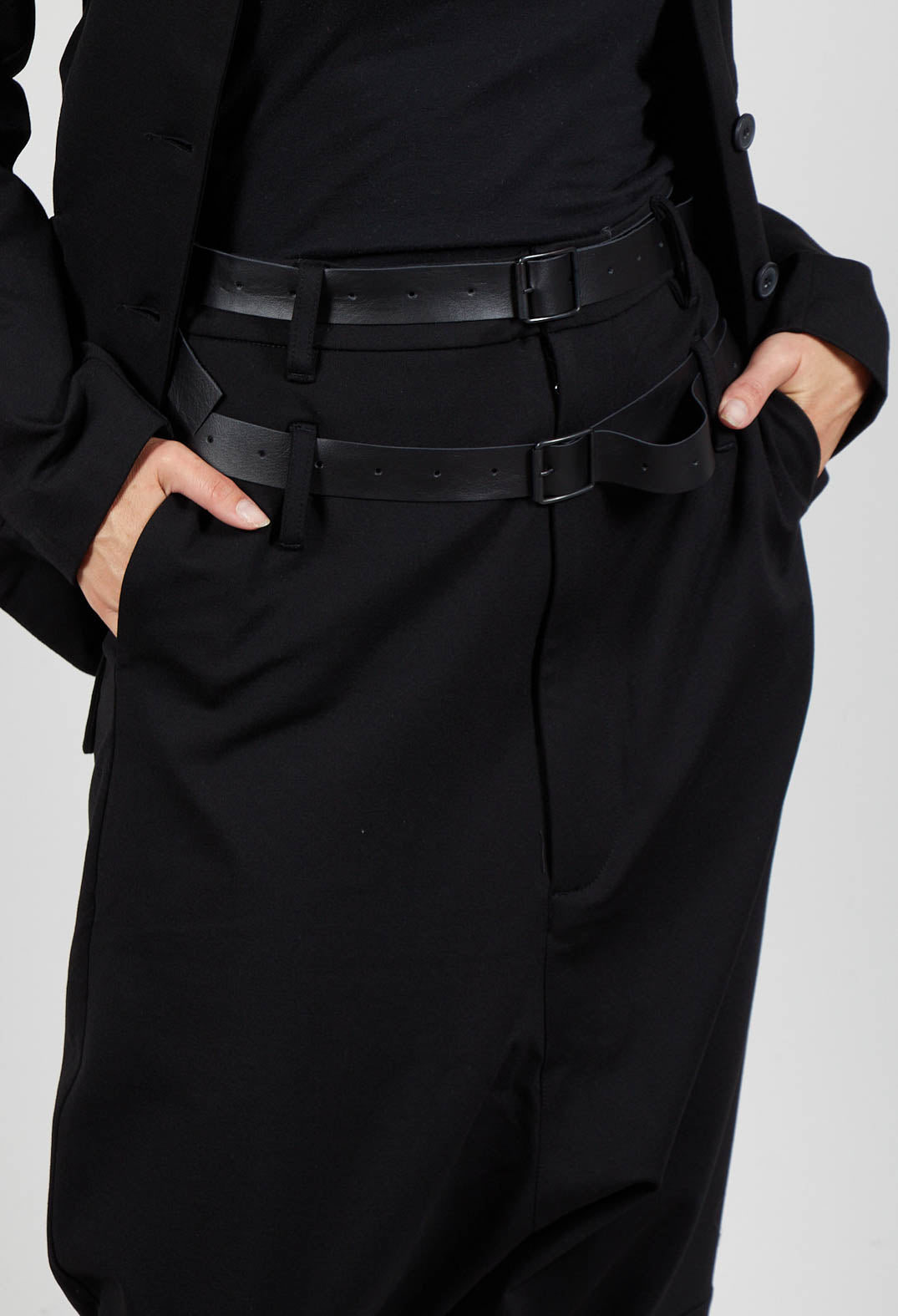 Double Belted Trousers in Black