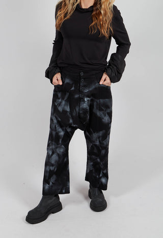 Stretch Denim Balloon Trousers in Black with Silver Finish