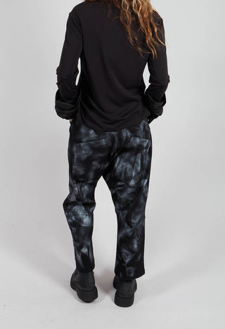 Stretch Denim Balloon Trousers in Black with Silver Finish
