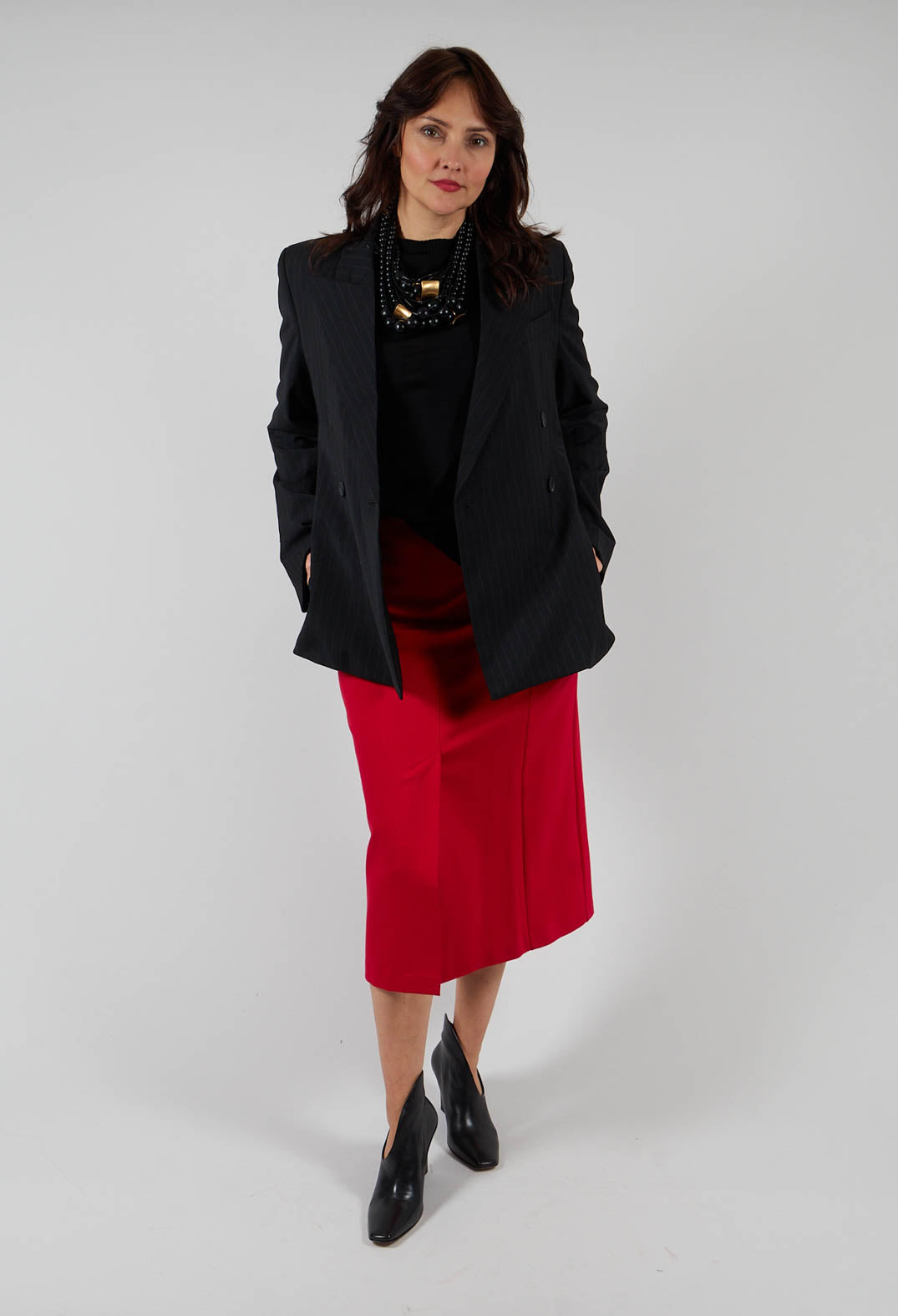 Pencil Skirt with Split in Urban Red