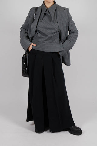 Pleated Wide Leg Pants in Lalabel Nero