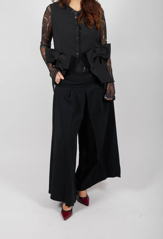 Pleated Wide Leg Pants in Lalabel Nero