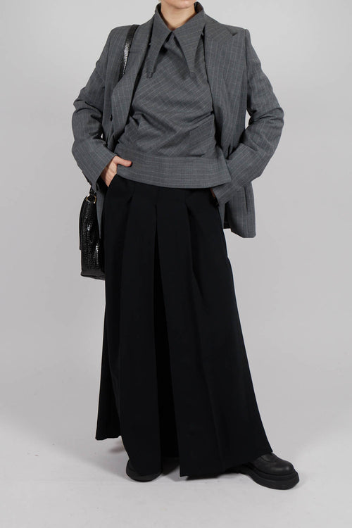 Pleated Wide Leg Pants in Lalabel Nero