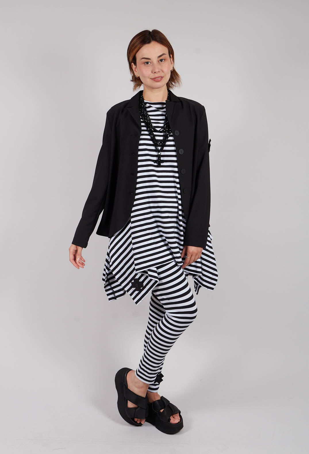 The A Leggings in Black and White Stripe