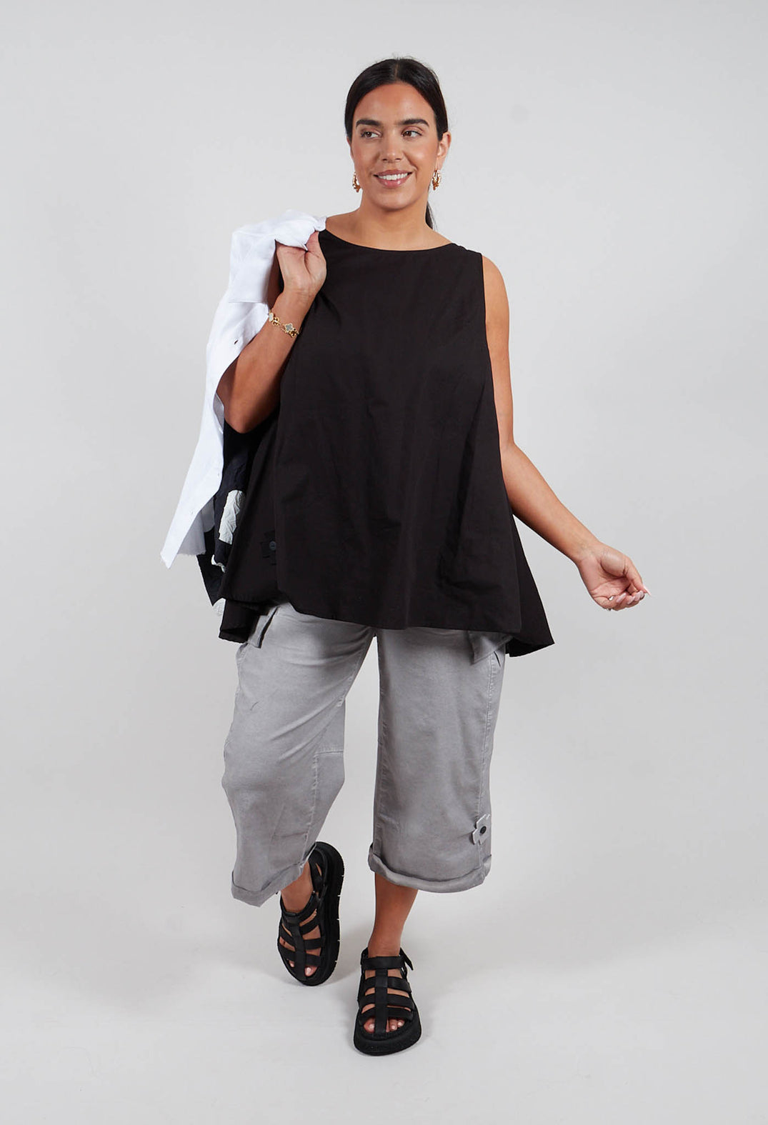 Pop Top Vest in Black