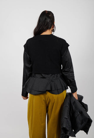 Cable Knit Sweater Vest in Black